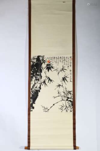 A Chinese Painting Of Bamboo&Plum Flower, Guan Shanyue Mark