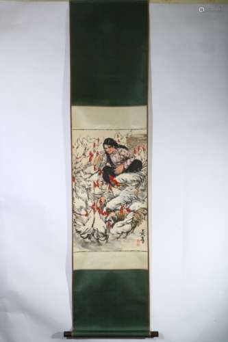 A Chinese Painting Of Figure-Story, Huang Zhou Mark