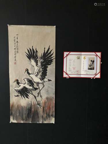 A Chinese Painting Of Crane, Xu Beihong Mark
