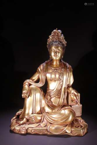 A Gilt Bronze Guanyin Statue