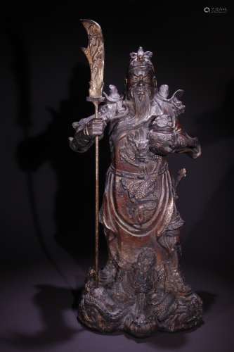 A Bronze Figure Statue With Gold Painting