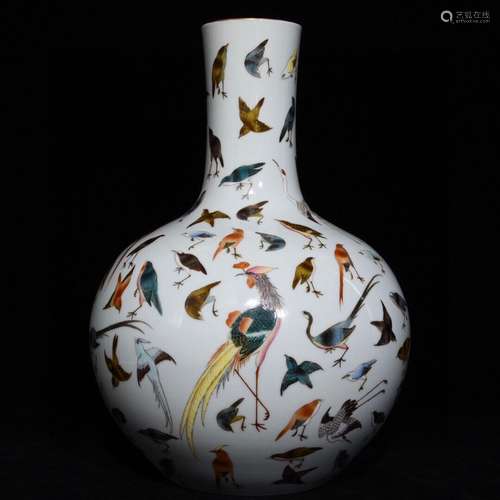 A Porcelain Famille Rose Bottle Vase