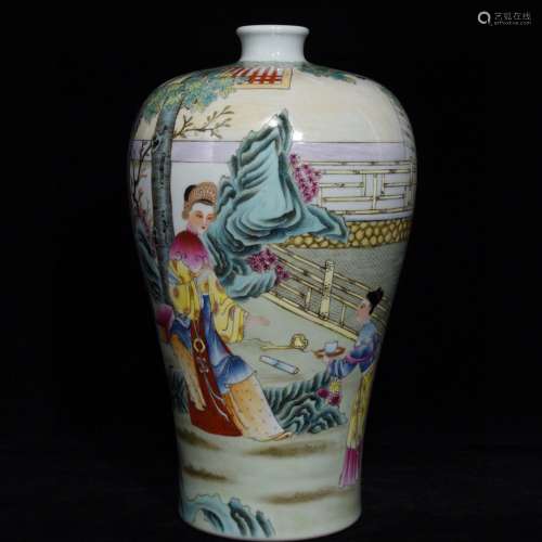 A Porcelain Famille Rose Figure Meiping Vase