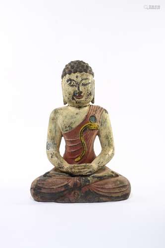 A Bronze Gautama Buddha With Painting