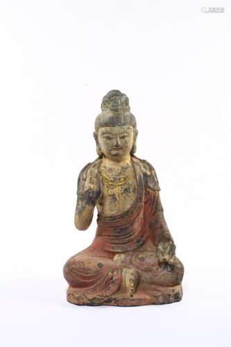 A Bronze Gautama Buddha With Painting