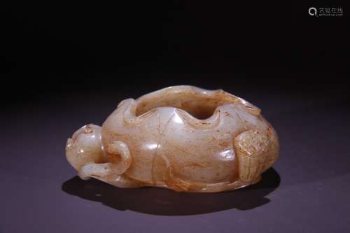 A Hetian Jade Lotus Leave Brush Washer