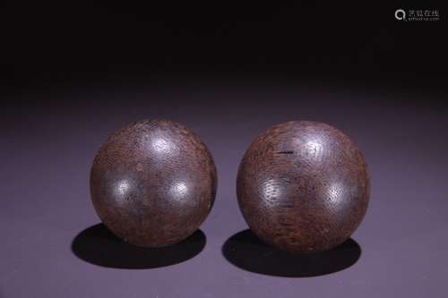 Pair Of Agarwood Beads