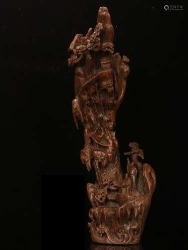An Agarwood Landscape-Story Carving Ornament