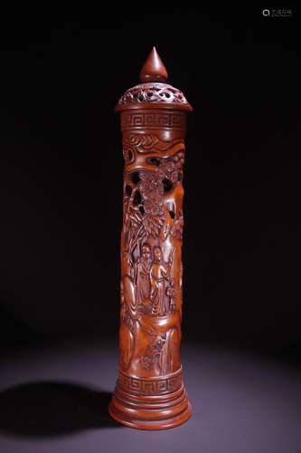 A Boxwood Figure-Story Censer Tube