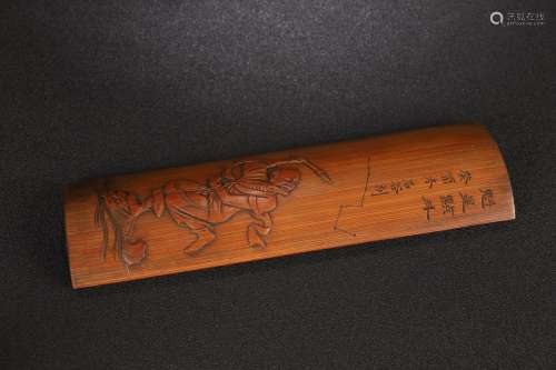 A Bamboo Figure-Story Carving Arm Rest