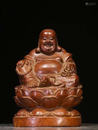 A Bamboo Maitreya Statue