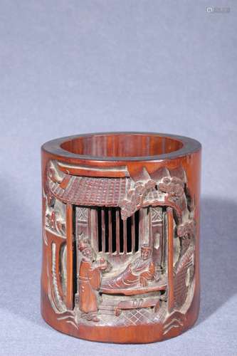 A Bamboo Figure-Story Brush Pot