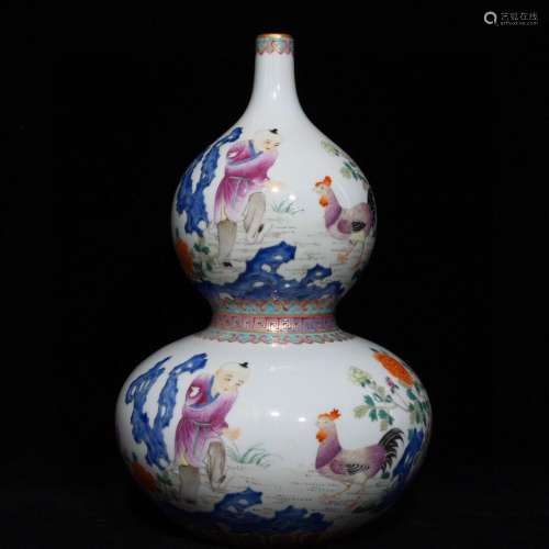 A Porcelain Doucai Gourd Vase
