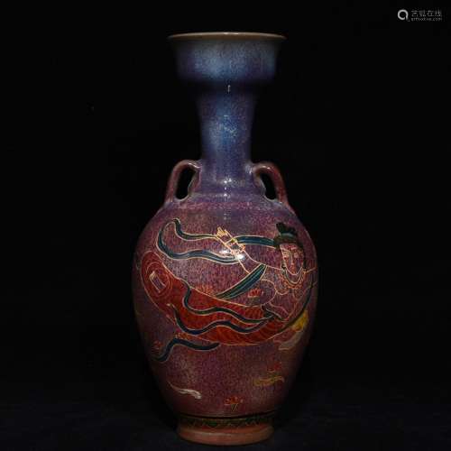 A Porcelain Jun Kiln Vase With Gold