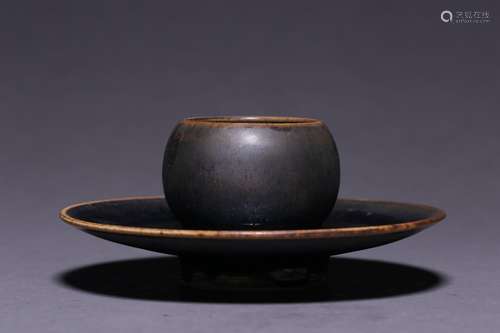 A Porcelain Jian Kiln Bowl With Tray