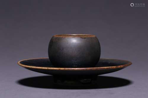 A Porcelain Jian Kiln Bowl With Tray