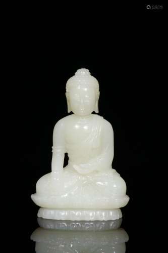 A Hetian Jade Gautama Buddha Statue