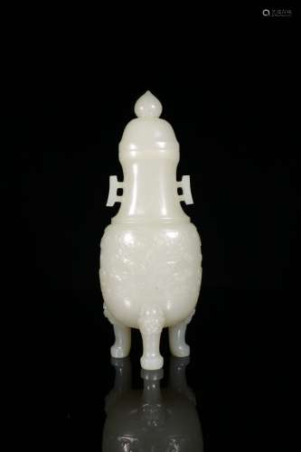 A Hetian Jade Beast Carving Vase