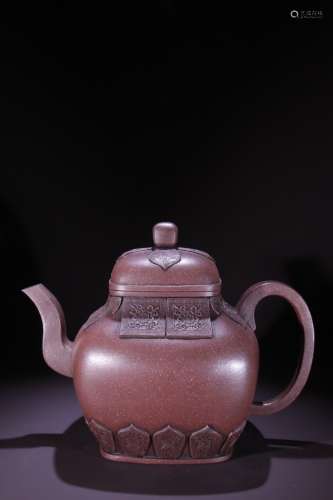 A Zisha Teapot Of Lotus Carving