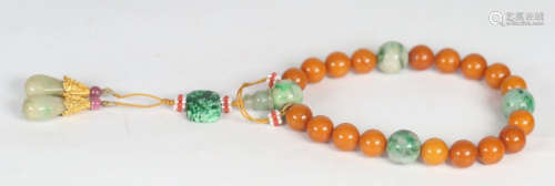 BEESWAX STRING BRACELET WITH 18 BEADS