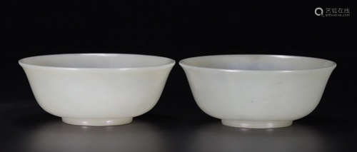 PAIR OF HETIAN JADE CARVED BOWL