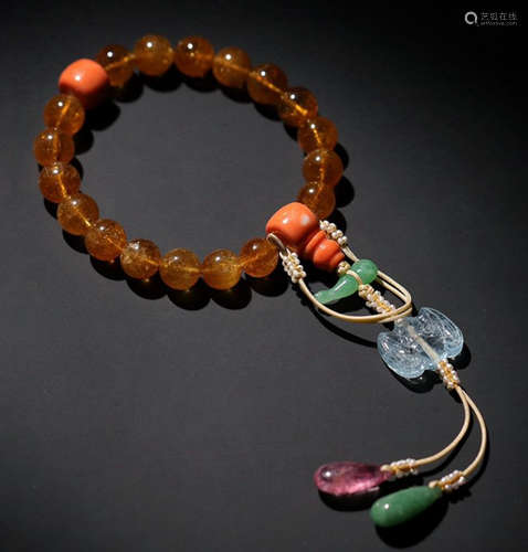 TOURMALINE STRING BRACELET WITH 18 BEADS