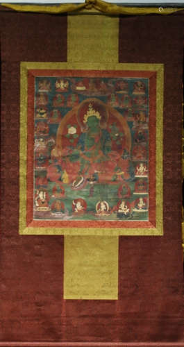 TIBETAN THANGKA WITH BUDDHA PATTERN