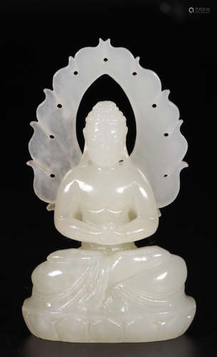 HETIAN JADE CARVED BUDDHA STATUE