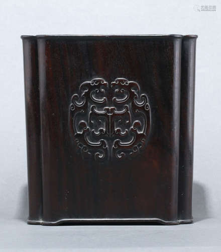 XIAOYE ZITAN WOOD CARVED BRUSH POT