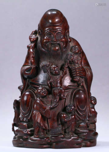 CHENXIANG WOOD CARVED FIGURE SHAPED STATUE