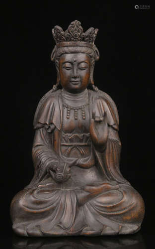 CHENXIANG WOOD CARVED GUANYIN BUDDHA STATUE