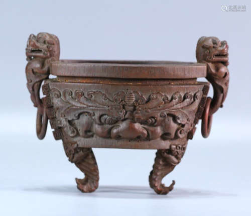 BAMBOO CARVED DOUBLE EAR CENSER