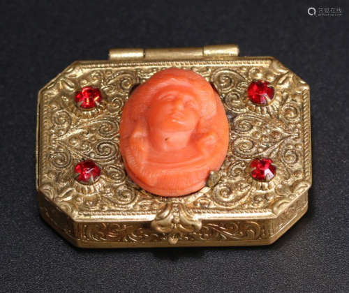 GILT BRONZE WITH CORAL BOX