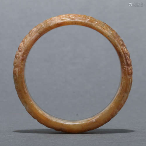 ANTIQUE JADE CARVED BANGLE