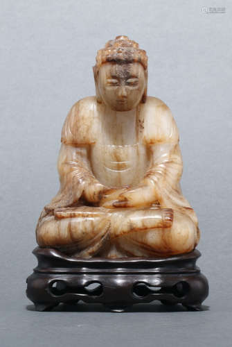 ANTIQUE JADE CARVED SAKYAMUNI BUDDHA STATUE