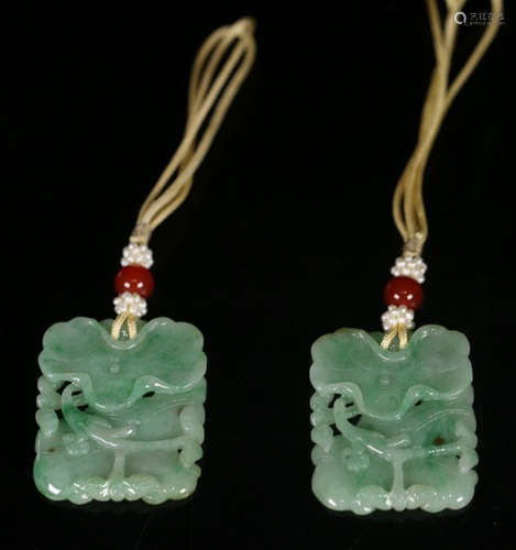 PAIR OF JADEITE CARVED TABLET