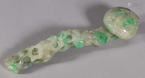 JADEITE CARVED MONKEY PATTERN RUYI