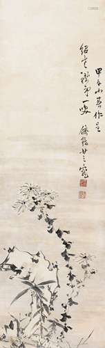 甘天宠 1774年作 菊石图 立轴 水墨纸本