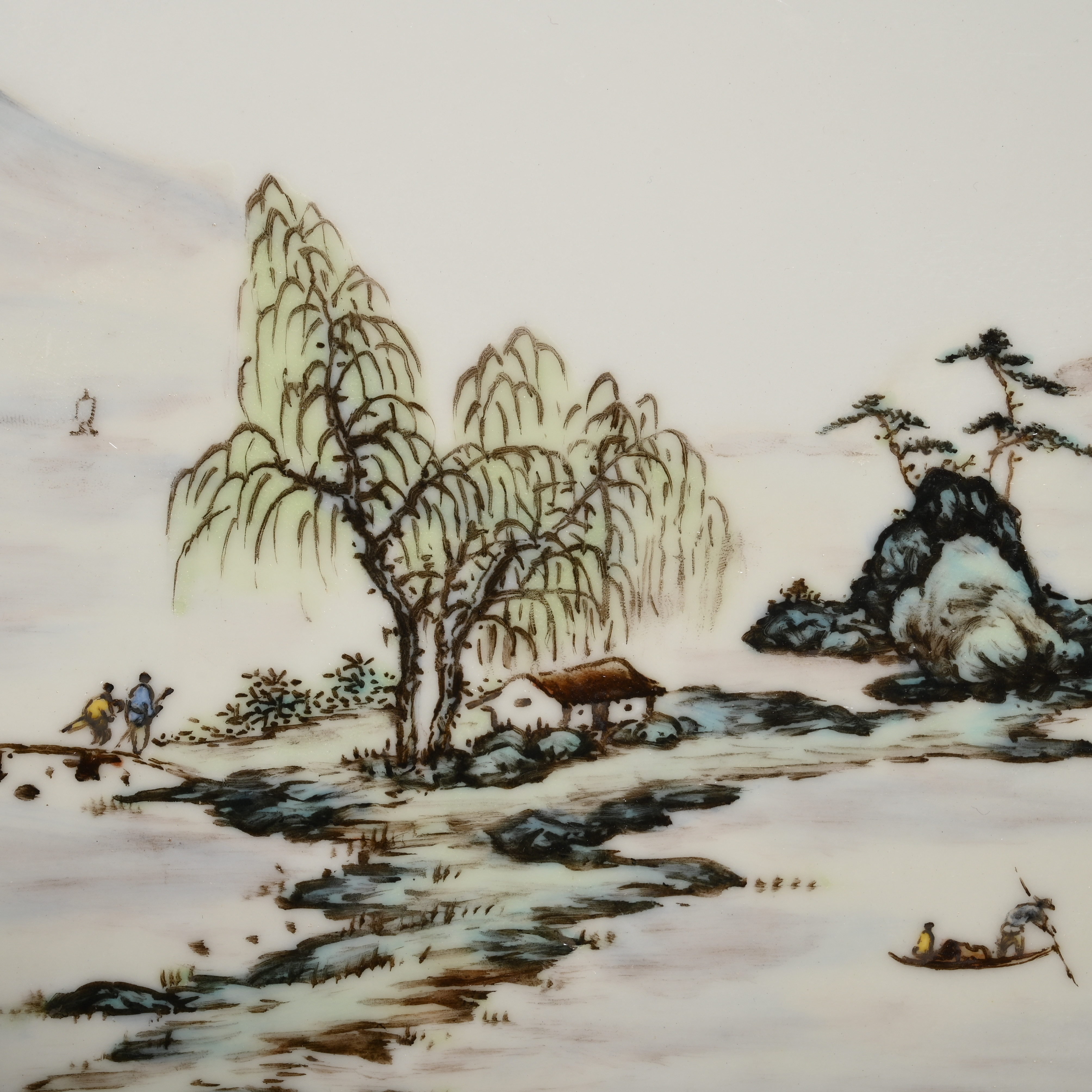 汪野亭青绿山水瓷板画