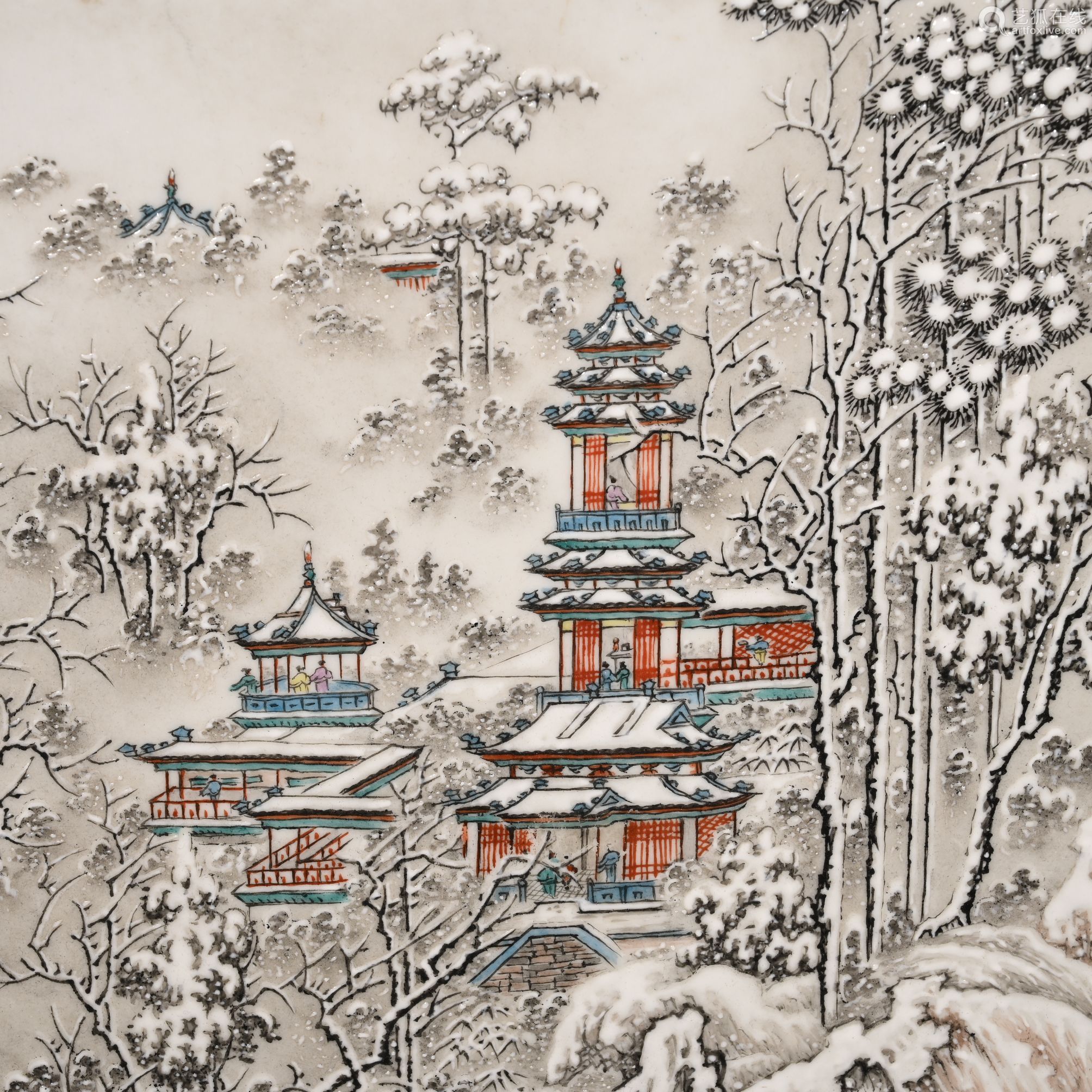 汪昆荣雪景瓷板画