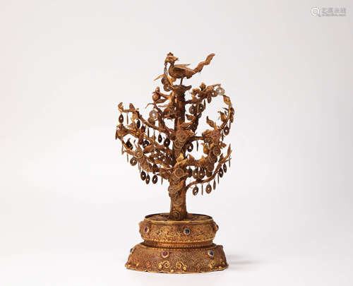 Golden Inlaying with Jem treasure Tree from Qing清代純金鑲嵌寶石發財樹