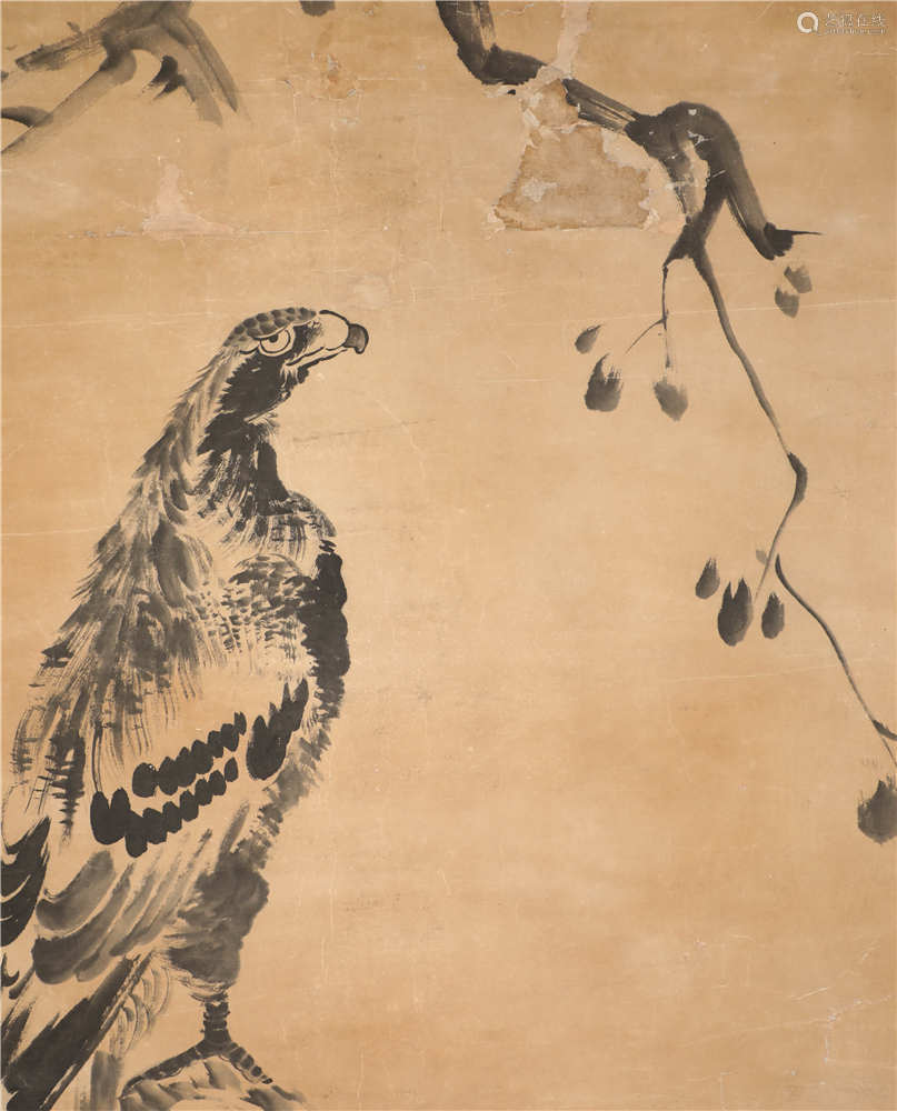 inkpaintingeightimmortalofeagle古代水墨畫八大山人鷹紙本立軸