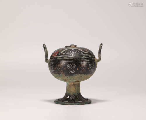 Bronze and silvering vessel from Han漢代青銅措銀鼎