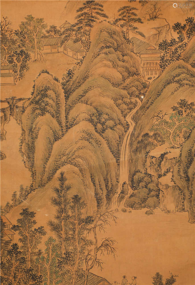 inkpaintingbyweichengqian古代水墨畫錢維城山水圖絹本立軸