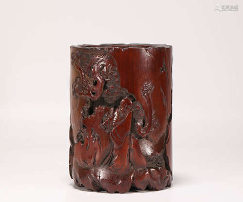 Bamboo Carved Human Story Pen Holder from Qing清代竹雕人物故事筆筒