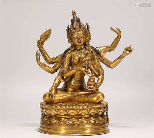 Copper and Golden Tara from Qing清代銅鎏金尊勝佛母