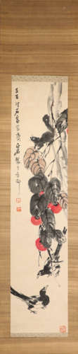 Ink Painting from QiBaiShi Paper Texture Vertical Scroll古代水墨画
齐白石
纸本立轴