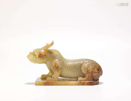 HeTian Jade Beast Ornament from Tang唐代和田玉瑞獸擺件