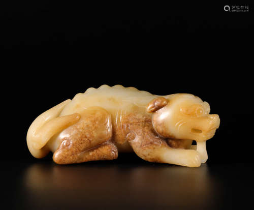 HeTian Jade Lucky Beast Ornament from Qing清代和田玉瑞獸擺件