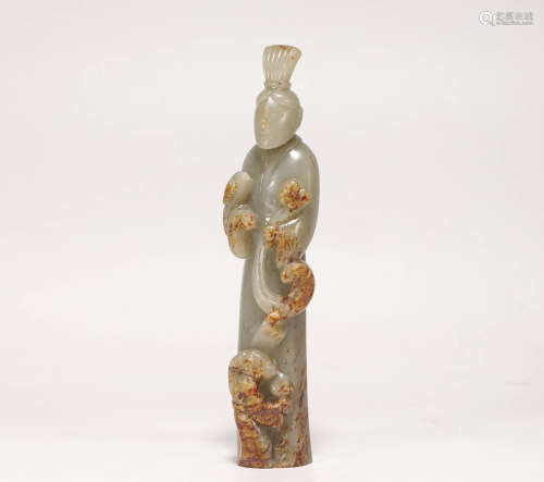 HeTian Jade Human Statue from Han漢代和田玉人傭